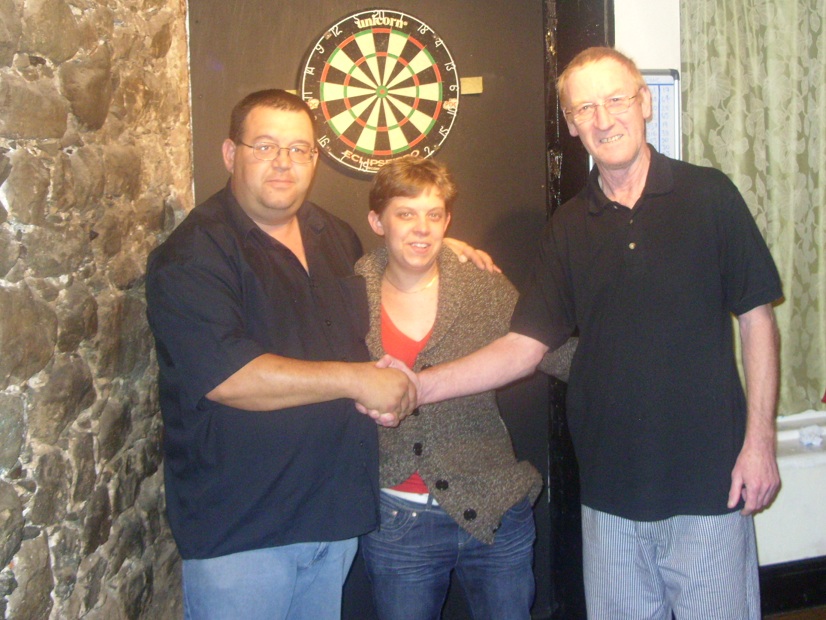 Andy and Kat congratulate Jason at The Cinque Port Arms